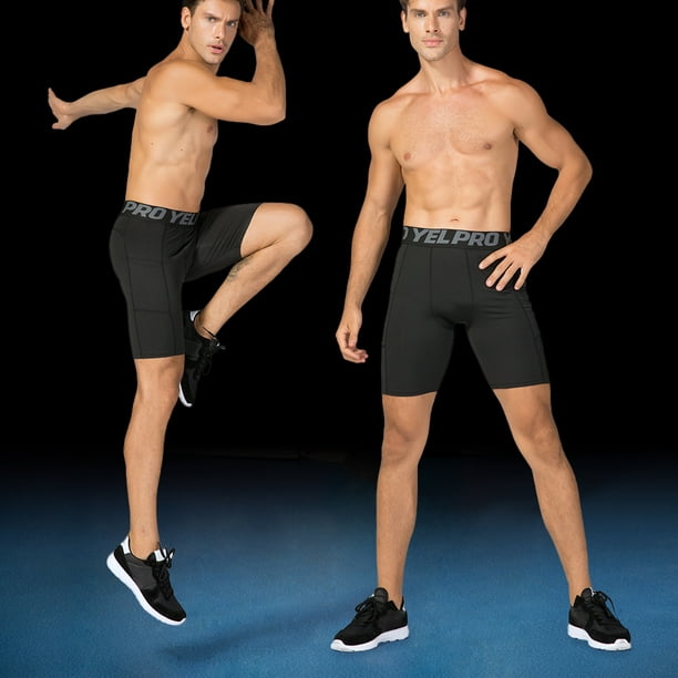 4 Packs Men Compression Shorts Active Workout Underwear with Pocket 