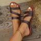 thumbnail image 4 of Zapatos Negros de las Mujeres Versátiles de Moda Casual Color Sólido Pie Redondo Más Tamaño Primavera/Verano Estilo Moderno Cómodo Pie Abierto Sandalias Planas, 4 of 9