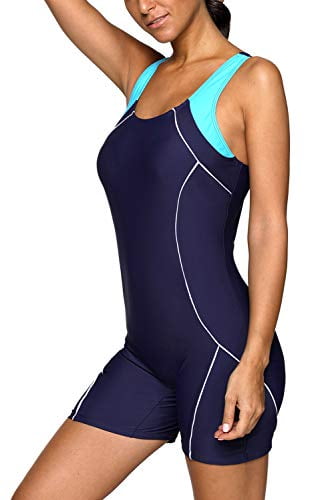 Vegatos Women Boyleg One Piece Swimsuit Athletic Racerback Swimwear Bathing Suit