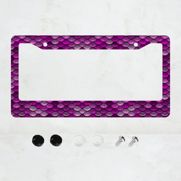 Rose Red Snake Print License Plate Prame Aluminium Rust-Proof Auto Parts License Plate Decorative Screws Fit Standard 2 Holes 1 U.S. License Plate, 12.2x 6.3 Inch