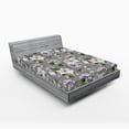 thumbnail image 2 of Ambesonne Floral Fitted Sheet, Botanical Garden Eucalyptus, Full Size, Lilac and Dark Sea Green, 2 of 5