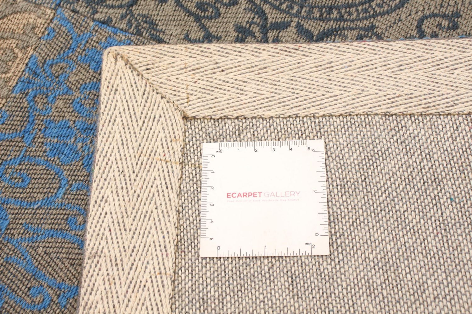 ECARPETGALLERY 6'8" x 9'9" Transitional Collage Handmade Area Rug for Living Room, Dining Room and Bedroom in Blue