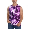 thumbnail image 2 of Lsque Blue Lightning Print Men's Cotton Blend Sleeveless Muscle Shirts (S-3XL)- Moisture Wicking, Odor Protection, UPF 30+,Small, 2 of 8