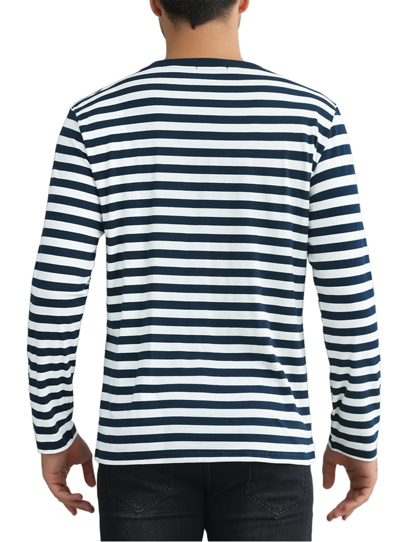 INSPIRE CHIC Men's T-Shirts Long Sleeve Striped Pattern Crew Neck