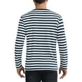 thumbnail image 3 of INSPIRE CHIC Men's T-Shirts Long Sleeve Striped Pattern Crew Neck Regular Fit Pullover T-Shirts S Navy White, 3 of 6
