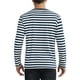 thumbnail image 3 of Camisetas de manga larga de patrón a rayas para hombres INSPIRE CHIC, cuello redondo, ajuste regular, camiseta de pullover 2XL en azul marino y blanco, 3 of 6