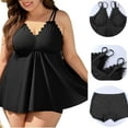 thumbnail image 2 of Asoul Plus Size Tankini Swimsuit for Womens Two Piece Bathing Suit Scalloped V Neck Tankini Top with Shorts, 2 of 6