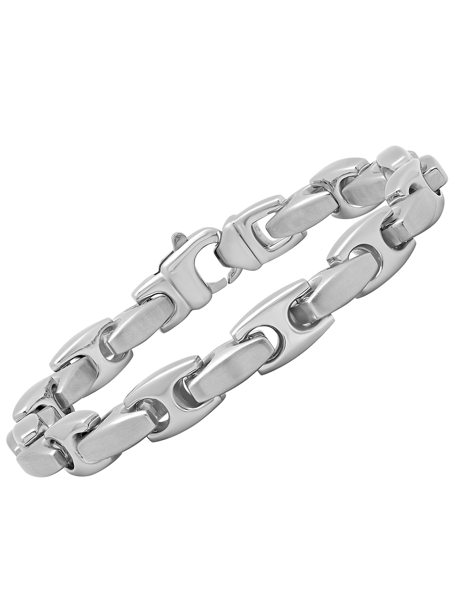 Men's Silver-Tone Stainless Steel Cubic Zirconia Bracelet