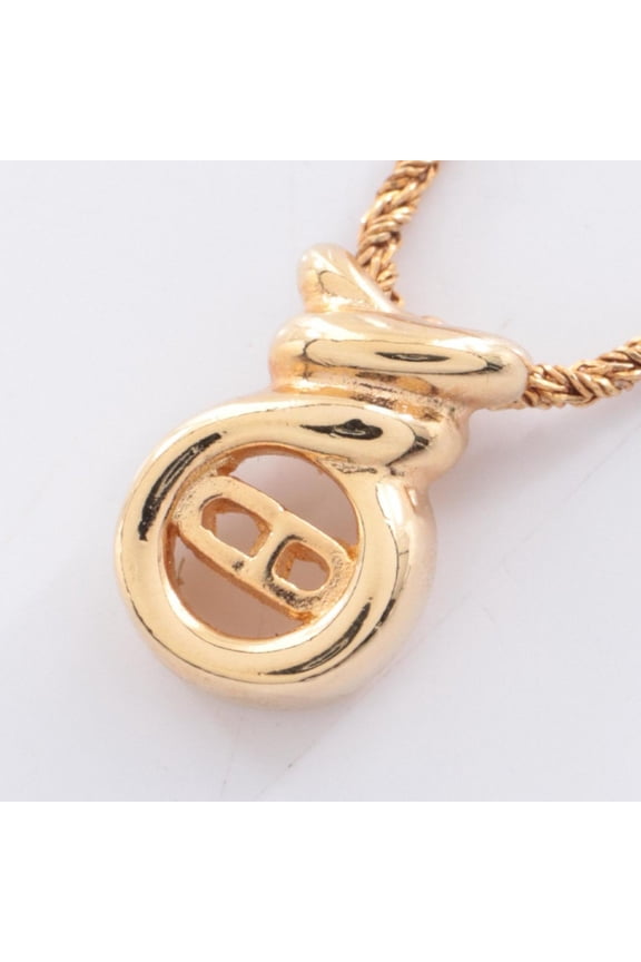 Pre-Owned Christian Dior Dior CD Logo Necklace, Gold Plated (GP), Women's, Tone