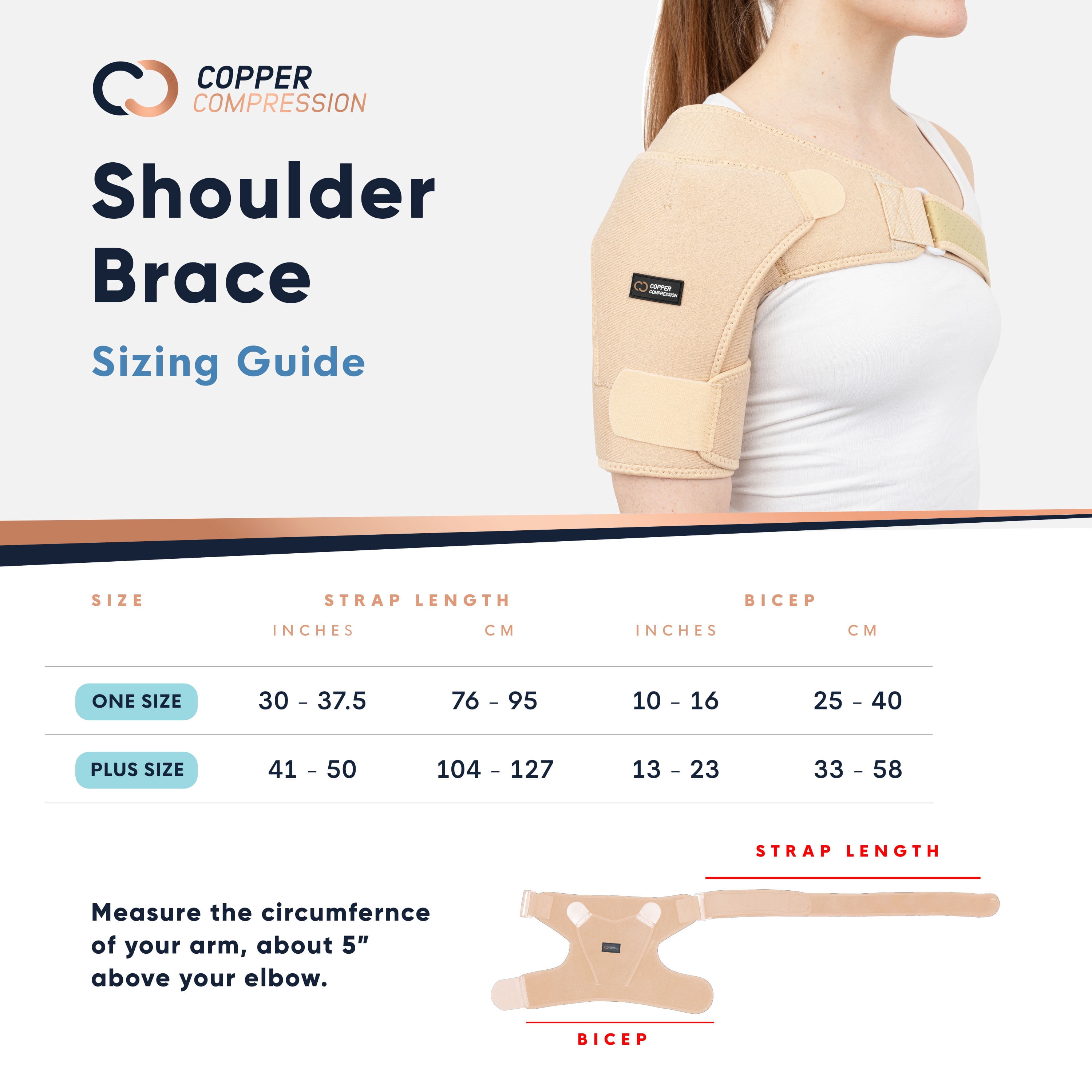 Copper Compression Recovery Shoulder Brace - Nude