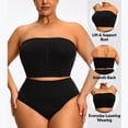 thumbnail image 3 of 2 Pack Plus Size Bandeau Bras for Women Strapless Ruched Front Tube Bralette Comfort Bras, 3 of 6