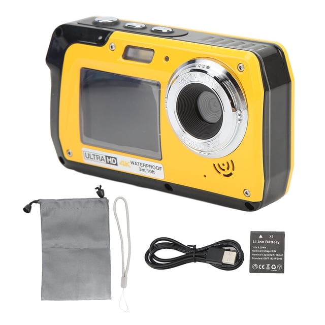 Cámara digital de doble pantalla 4K de 56 MP con zoom digital de 18X y cámara de vídeo subacuática impermeable de 10 pies para exteriores