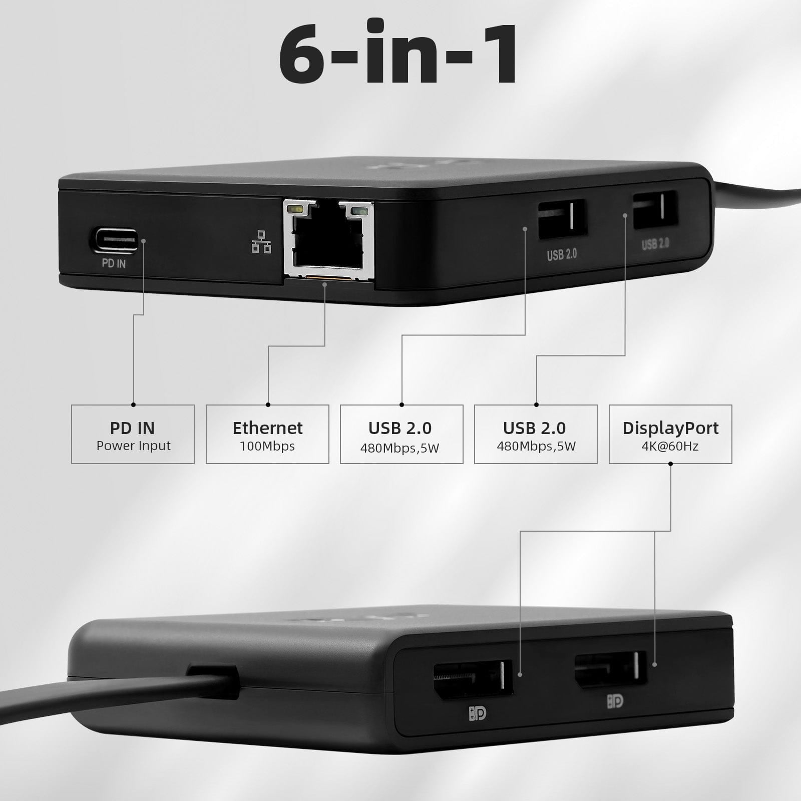 RVP+ Docking Station Dual Monitor, 100W Laptop-Charging, DisplayPort Multi-Stream Transport (MST), Ethernet, Compatible with Thunderbolt 3 Laptop (RVP-601-W)