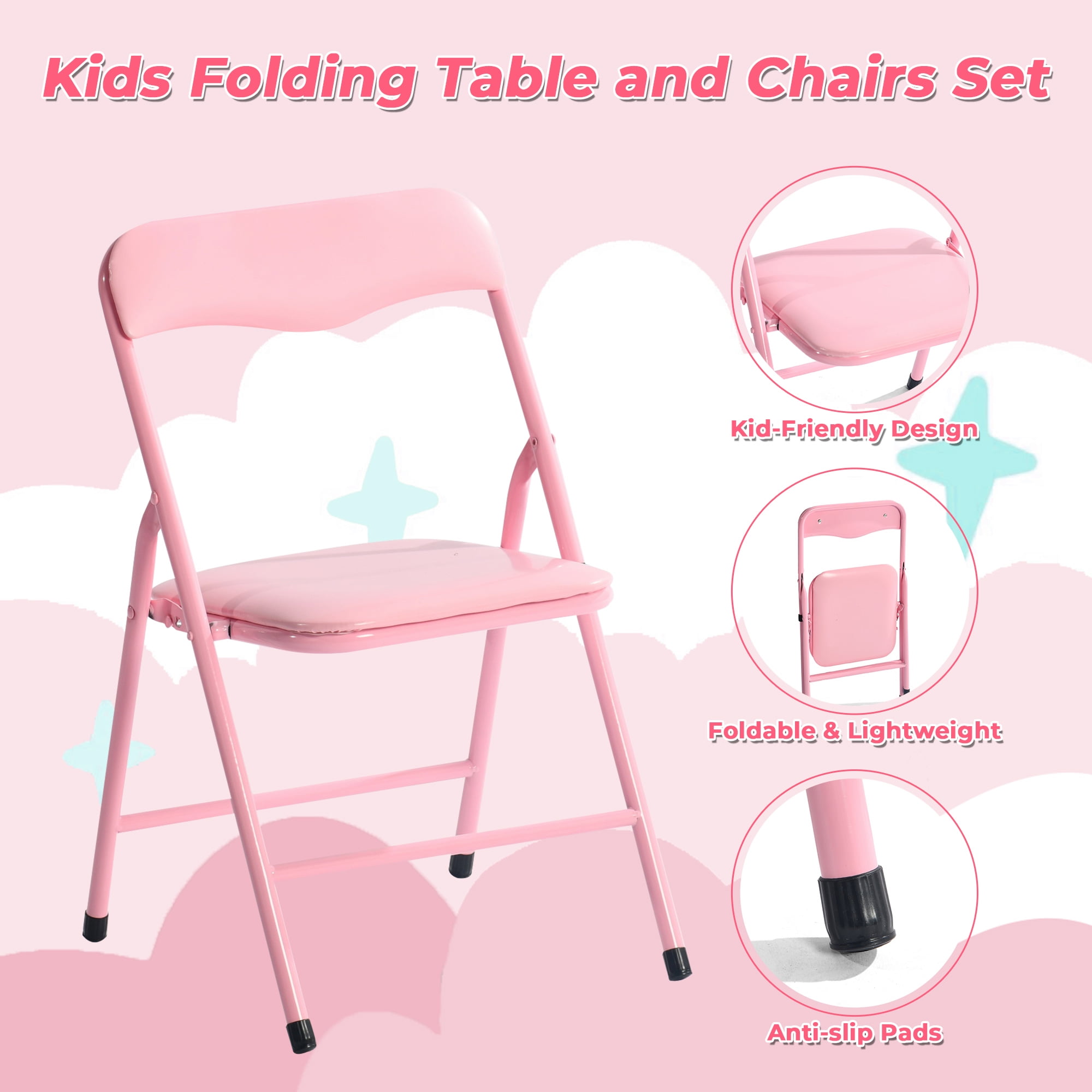 Homy Casa Kids Folding Drafting Table and Chair Set of 3, Ideal for Creative Art, Homework & Play