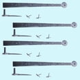 thumbnail image 2 of Renovators Supply Black Wrought Iron Lift Off Pintle Strap Hinge 14 in Bean Tip Diamond Etch Reversible Pintle Strap Gate and Door Hinges w/Hardware, Pack of 4, 2 of 8