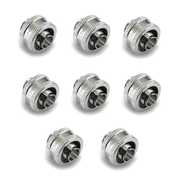 XSPC G1/4" to 3/8" ID, 5/8" OD Compression Fitting V2 for Soft Tubing, Chrome, 8-pack