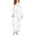 thumbnail image 4 of Womens Pajama Set Casual 2 Piece Valentines Day Print V Neck Long Sleeve Set Womens Sleepwear,White,S, 4 of 4