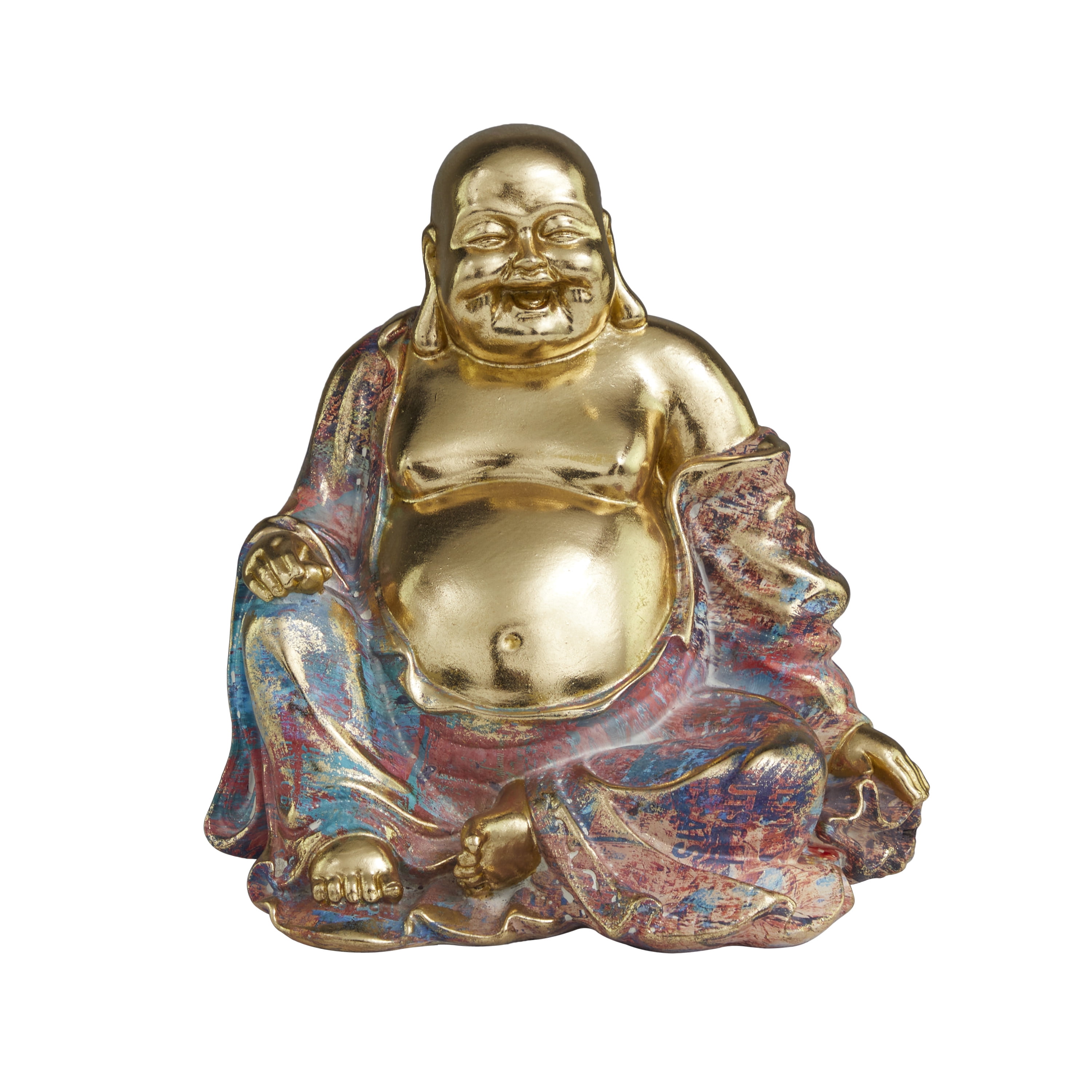 10" x 11" Multi Colored Resin Buddha Sculpture, by DecMode