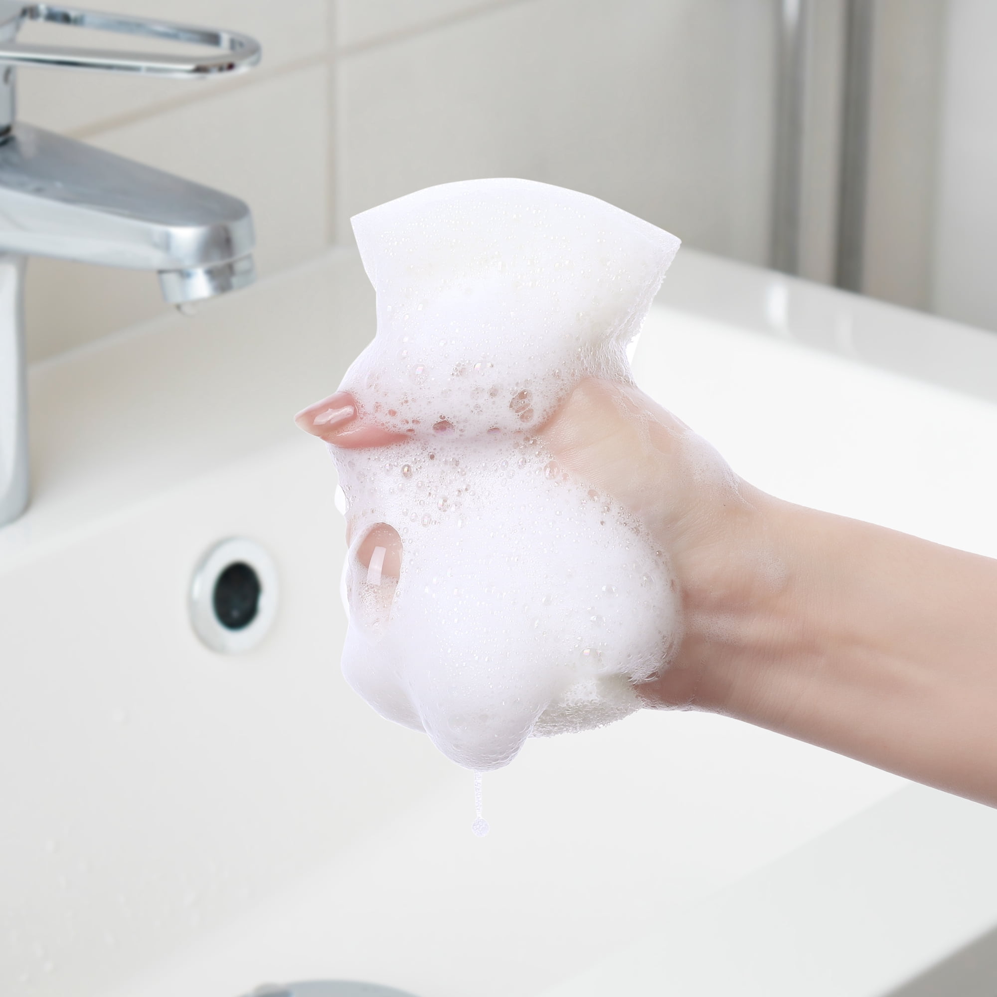 Unique Bargains No Scratch Cleaning Sponges 6 Pack Household Sponge White 4.3"x2.8"x1.2"