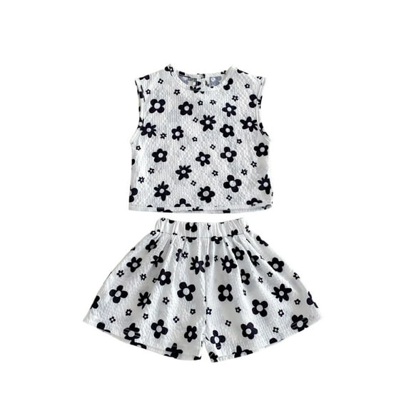 Likimi Toddler Kids Girls Outfit Set Print Crewneck Short Sleeve Tees Shorts Set Casual Comfortable Soft Spring Summer Clothing Set Size 3-4 Years Black