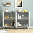 thumbnail image 4 of Yardi Yard 4-Door Storage Cabinet, Gold & White Water Ripple Design, Spacious Storage, Decorative Table Top, 4 of 12
