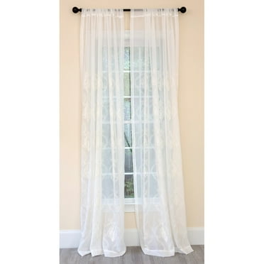 Manor Luxe Ella Embroidered Sheer Single Curtain Panel 52" w x 96" l 96 Inches