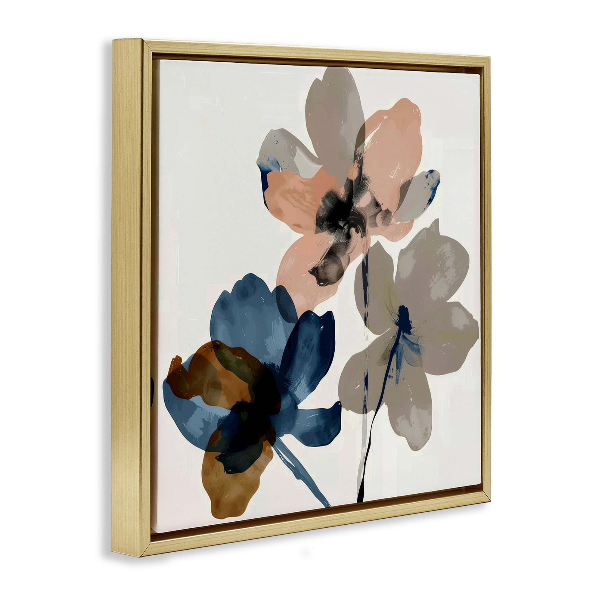 Stupell Industries Earthen Flower Petals Plants & Flowers Painting Gold Floater Framed Canvas Art Print Wall Art, 25 x 25