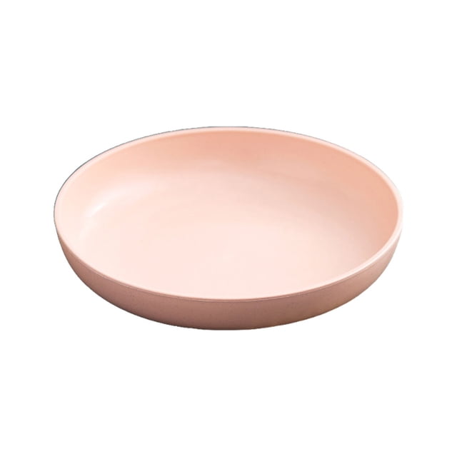 bedienty Unbreakable Anti-Drop Round Plate Nordic Style Dishes Smooth Edge Solid Color Plates Dinnerware Accessory Pink 21cm 1Set