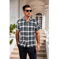 thumbnail image 2 of COOFANDY Mens Short Sleeve Shirt Plaid Button Down Vintage Shirt Gingham Untucked Shirts, 2 of 7