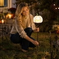 thumbnail image 6 of Metal Pumpkin Yard Stake White Jack O Lantern Halloween Outdoor Decoration for Front Yards, 6 of 7