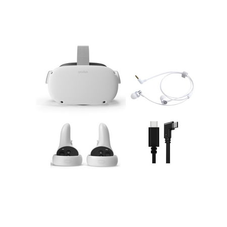 2021 Oculus Quest 2 All-In-One VR Headset, Touch Controllers, 128GB SSD, 1832x1920 up to 90 Hz Refresh Rate LCD, 3D Audio, Mytrix Link Cable, Earphone