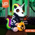 thumbnail image 2 of Joiedomi Esqueleto inflable de Halloween de 5 pies, decoración de Halloween al aire libre, decoraciones de Halloween, esqueleto sentado, unicornio con LED para decoraciones de Halloween en el exterior, 2 of 5
