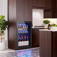 thumbnail image 6 of 2.5 Cu.Ft Wine Fridge, Mini Fridge With Glass Door, Wine Cooler Refrigerator, Beverage Drink Beer Cooler, Adjustable Shelves & Digital Temperature Display, 22 Bottle 95 Can, 6 of 7