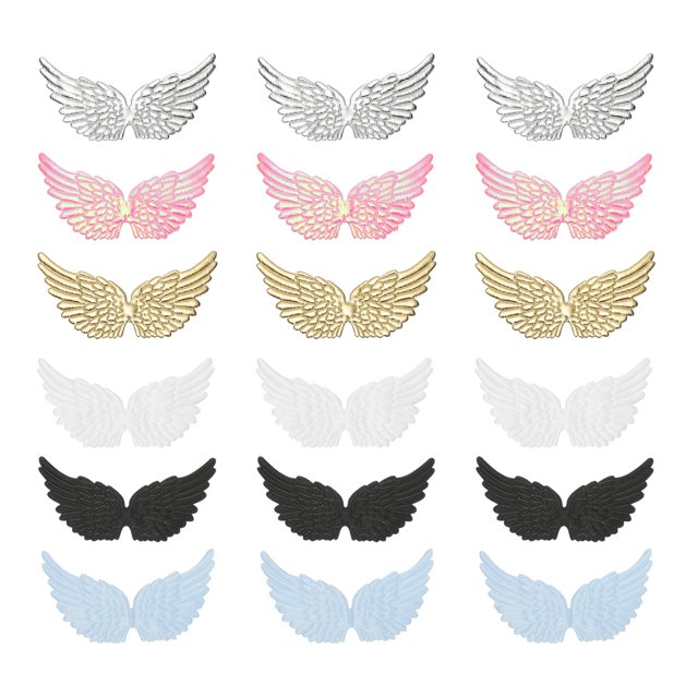 Uxcell 18Pcs Alas de Ángel para Manualidades, Alas de Tela Multicolores Brillantes Parches para Coser en Mochilas Vestido Manualidades de Bricolaje (5.3 Pulgadas)