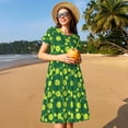 thumbnail image 4 of Balery Tennis Balls Vestidos sueltos de manga corta para mujer, vestidos de verano 2025, vestidos casuales de corte A con vuelo., 4 of 6