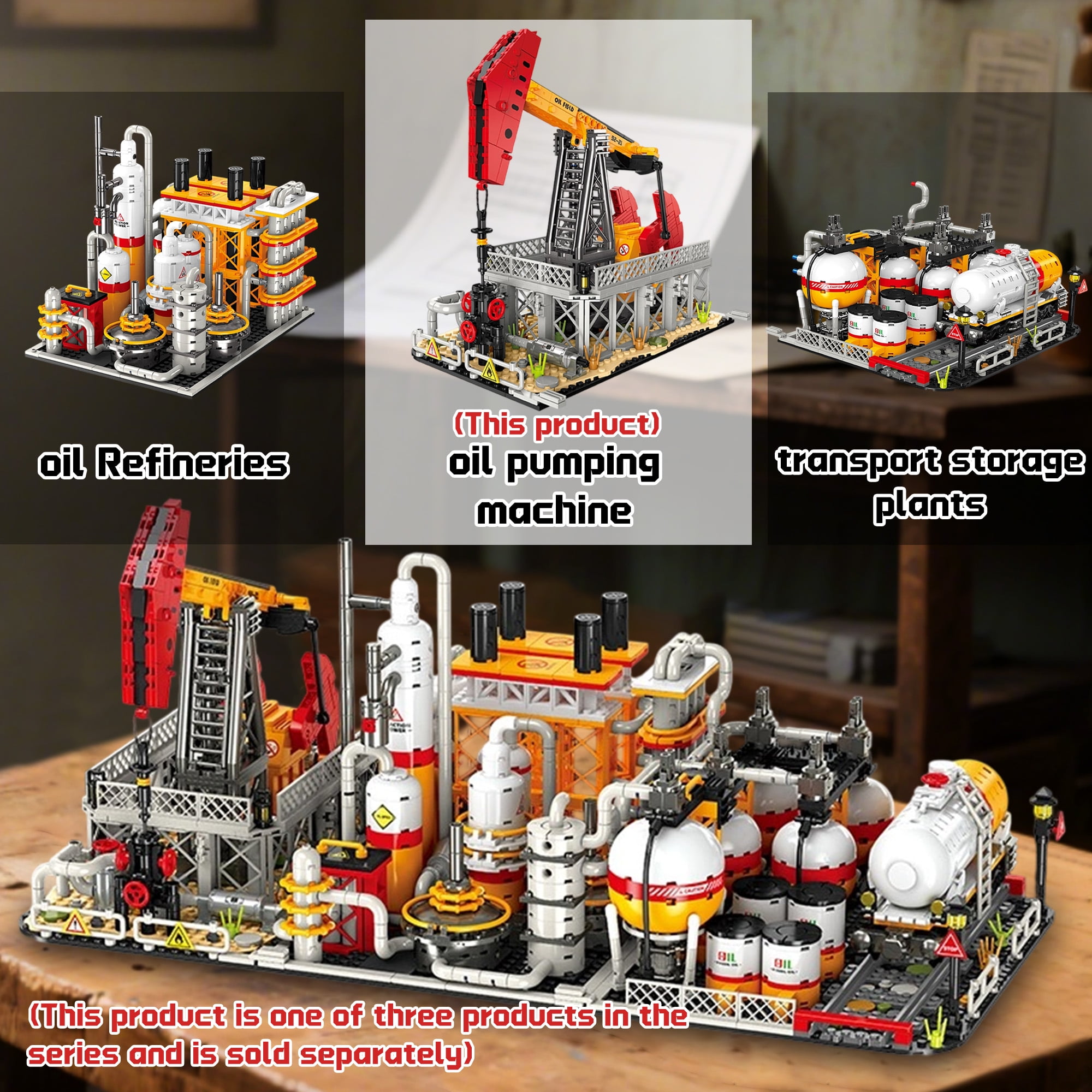 Remocguys Oil Pumping Machine Building Sets Compatible with Lego Chemical Factory Plant Model Toy for Adults Boy 666PCS