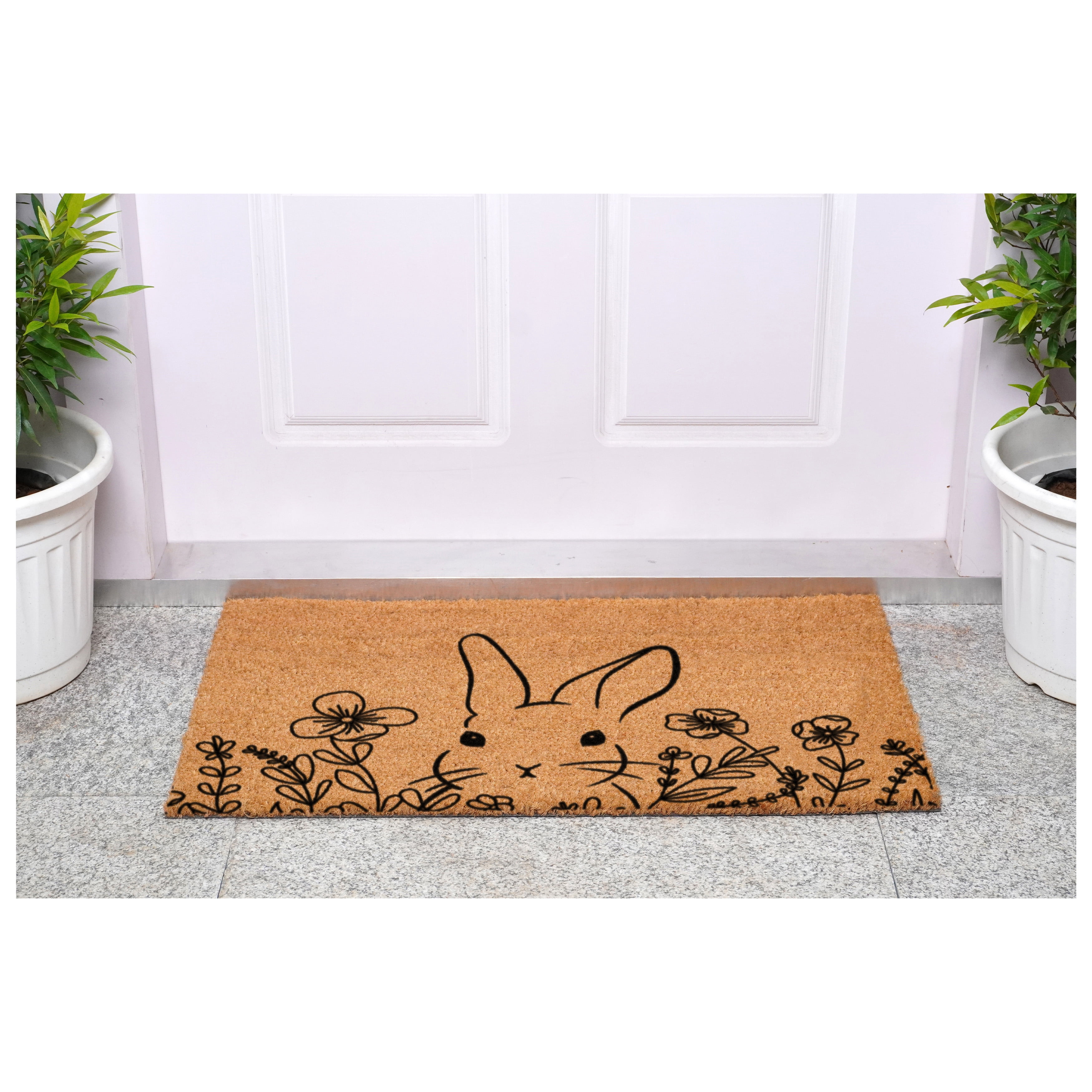 Calloway Mills 114561729 Floral Bunny Doormat, 17"x29"