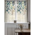 thumbnail image 4 of Blue Teal Botanical Curtains 54 Inch Length,Sheer Curtains for Bedroom Living Room Window Weeping Fall Eucalyptus Leaves Rustic Rod Pocket Drapes Kitchen Curtains Small Half Window 52"x54" 2 Panels, 4 of 6