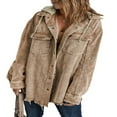 thumbnail image 1 of Womens Corduroy Shacket Jacket Long Sleeve Button Down Color Block Hooded Coat with Pockets, 1 of 7