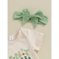 thumbnail image 5 of Suealasg Baby Girls Summer Irish Festivals Outfits 3M 6M 9M 12M 18M 24M Infant Girls Short Sleeve Letter Print Romper +Shorts Headband Set 3Pcs Toddler Girls St Patrick's Day Clothing, 5 of 8