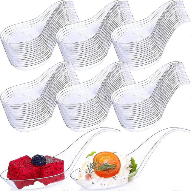 Althee 400 Pieces Tasting Mini Spoons Disposable Dessert Appetizer Plastic Asian Soupcompatible Party Gift-H