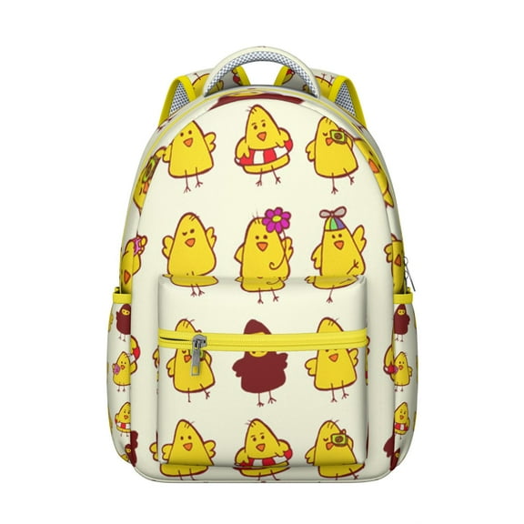Cartoon Egg and Chick Backpack for Student Farm Chicken Pattern Rustic Cute Coop Cluck Bookbag for School Student