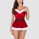 thumbnail image 4 of Gibobby Lencería de encaje para mujer Monos navideños para mujer Pijamas Lencería Ropa interior sexy sin mangas(Rojo, XL), 4 of 5