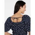 thumbnail image 5 of Time and Tru Women's Square Neck Top with Short Puff Sleeves, Sizes XS-XXXL, 5 of 6