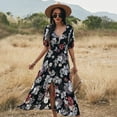 thumbnail image 3 of Summer Dresses for Women Maxi Dress V-Neck Sexy Printed Dress Slim Waist, 3 of 6