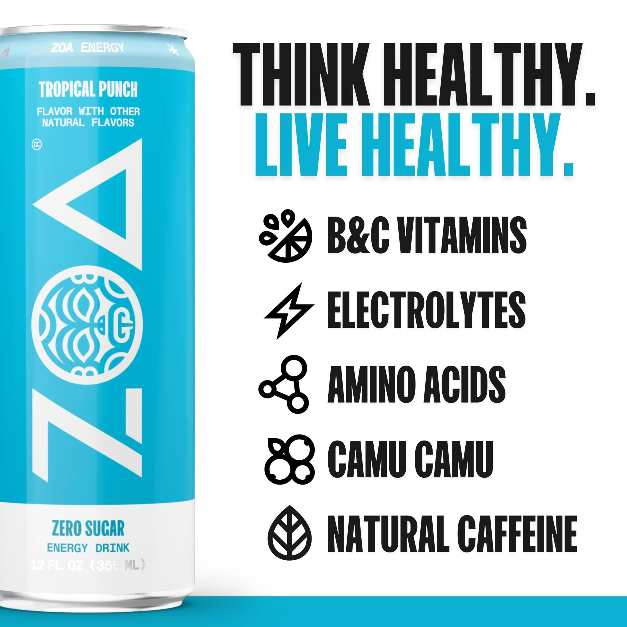 Zoa Healthy Low Calorie Diet Tropical Punch, Zero Sugar Soft Drink