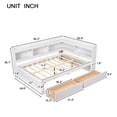 thumbnail image 5 of Full Bed Frame with Storage Bookcase and Drawers, Multifunctional Wood Platform Bed for Bedroom, White, 5 of 10