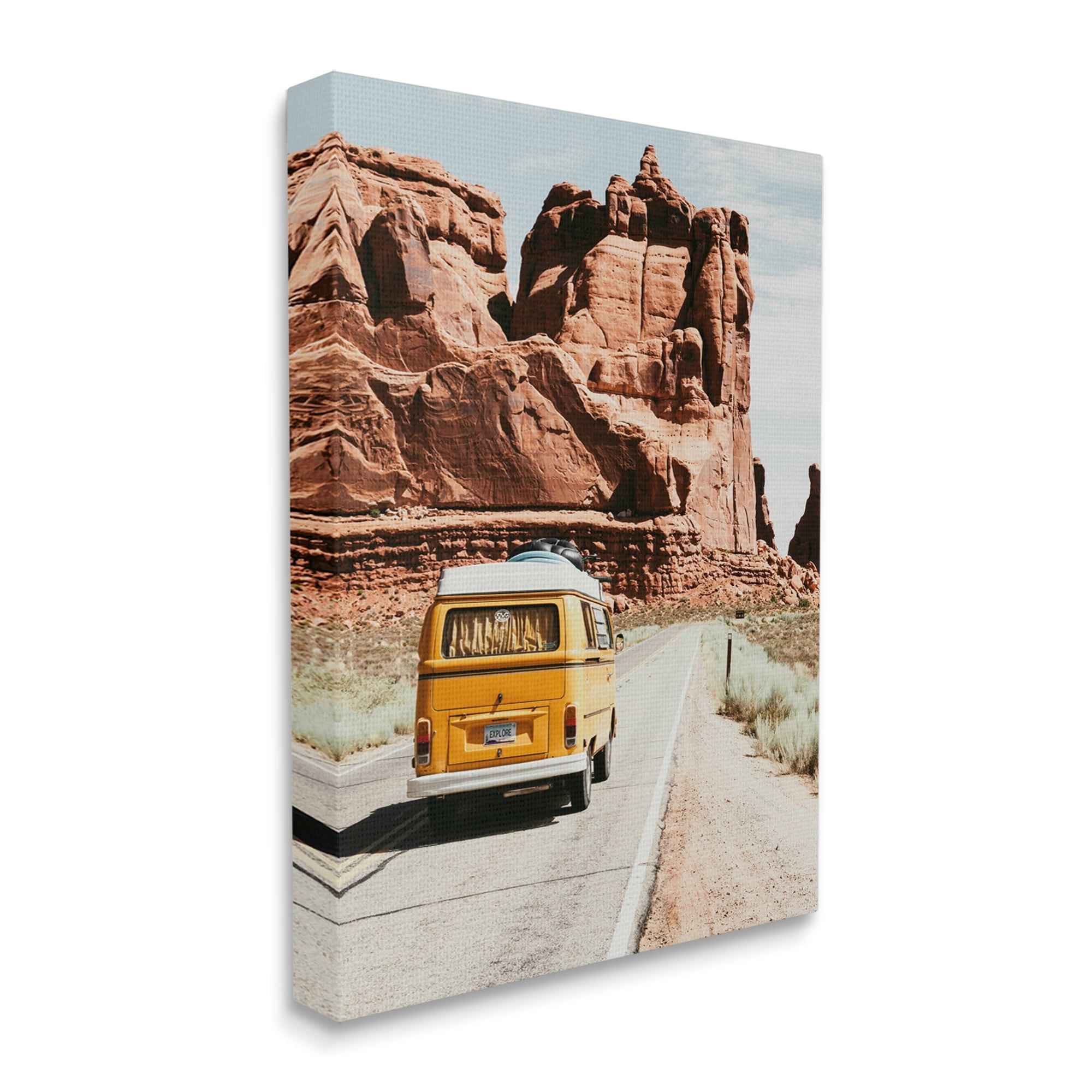 Stupell Industries Yellow Van Driving Canyon Desert Rural Road Canvas Wall Art, 24 x 30, Design by Amy Brinkman
