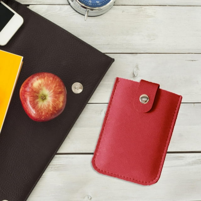 WHEANG Clearance Pull Out Card Organizer Snap Closure Leather Organizer Pouch Pull Out Credit Card Organizer Small Slim Portable Card Holder Personalized Stackable Business Card Holde