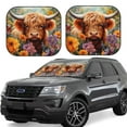 thumbnail image 2 of Uemuo Countryside Colorful Floral Cow Printed 2 PCS Car Windshield Sun Shade, Auto Sun Heat and UV Rays Blocker, Foldable Automotive Front Window Sunshade Protector, 2 of 7